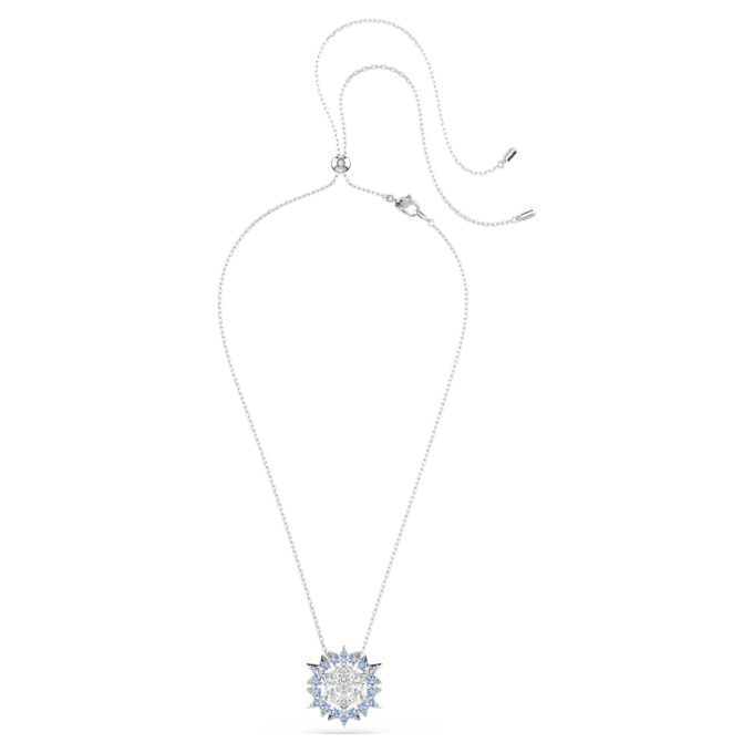 Magic Pendant and Brooch Snowflake, Blue, Rhodium Plated Magic Pendant and Brooch Snowflake, Blue, Rhodium Plated