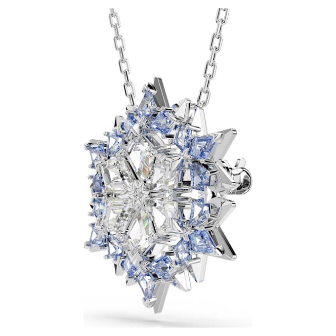 Magic Pendant and Brooch Snowflake, Blue, Rhodium Plated Magic Pendant and Brooch Snowflake, Blue, Rhodium Plated