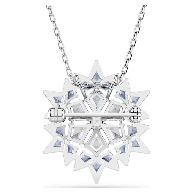 Magic Pendant and Brooch Snowflake, Blue, Rhodium Plated Magic Pendant and Brooch Snowflake, Blue, Rhodium Plated