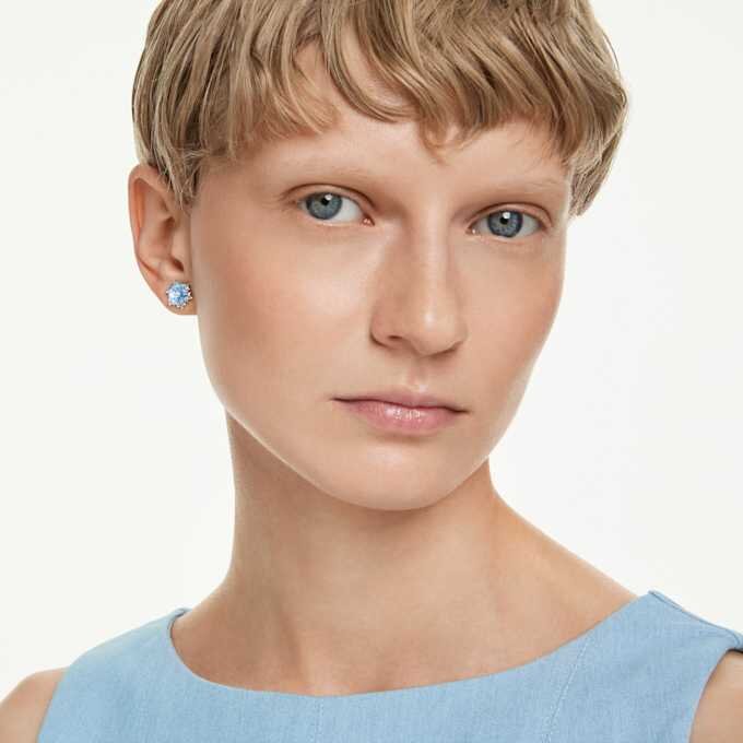 Magic Stud Earrings Snowflake, Blue, Rhodium Plated Magic Stud Earrings Snowflake, Blue, Rhodium Plated
