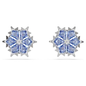 Magic Stud Earrings Snowflake, Blue, Rhodium Plated