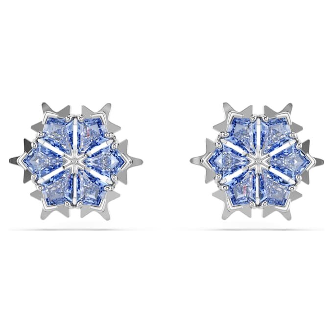Magic Stud Earrings Snowflake, Blue, Rhodium Plated Magic Stud Earrings Snowflake, Blue, Rhodium Plated