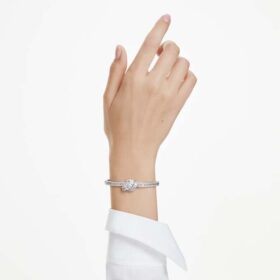 Matrix Bangle Baguette Cut, Knot, White, Rhodium Plated Matrix Bangle Baguette Cut, Knot, White, Rhodium Plated