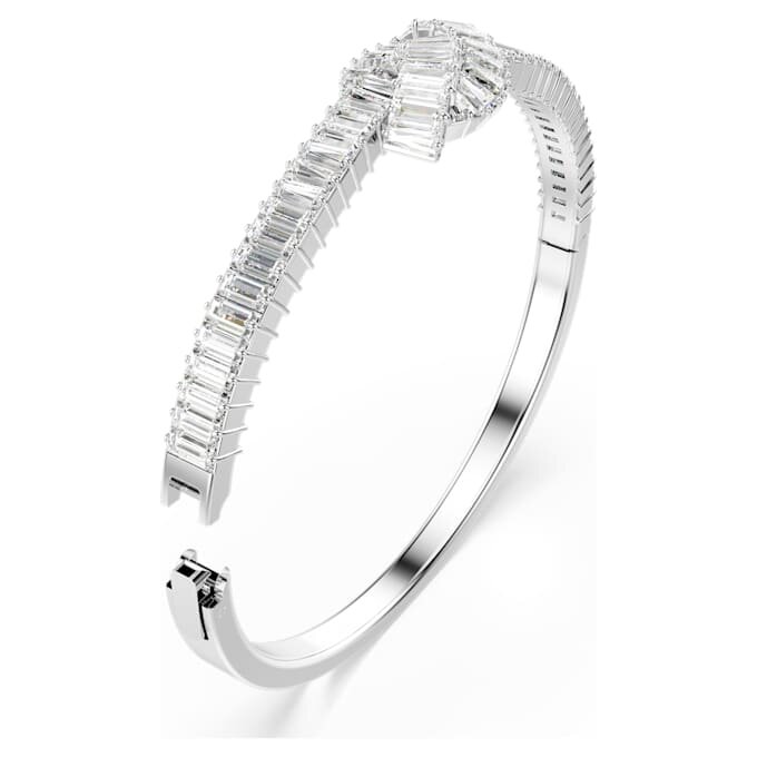 Matrix Bangle Baguette Cut, Knot, White, Rhodium Plated Matrix Bangle Baguette Cut, Knot, White, Rhodium Plated