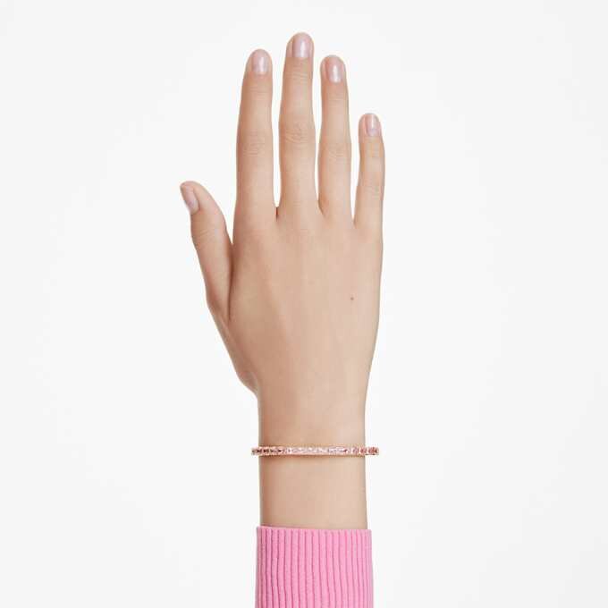 Matrix Bangle Baguette Cut, Octagon Shape, Pink, Gold-Tone Plated Matrix Bangle Baguette Cut, Octagon Shape, Pink, Gold-Tone Plated
