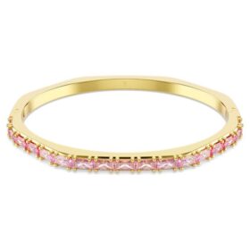 Matrix Bangle Baguette Cut, Octagon Shape, Pink, Gold-Tone Plated
