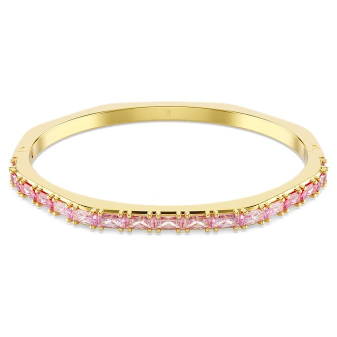 Matrix Bangle Baguette Cut, Octagon Shape, Pink, Gold-Tone Plated Matrix Bangle Baguette Cut, Octagon Shape, Pink, Gold-Tone Plated