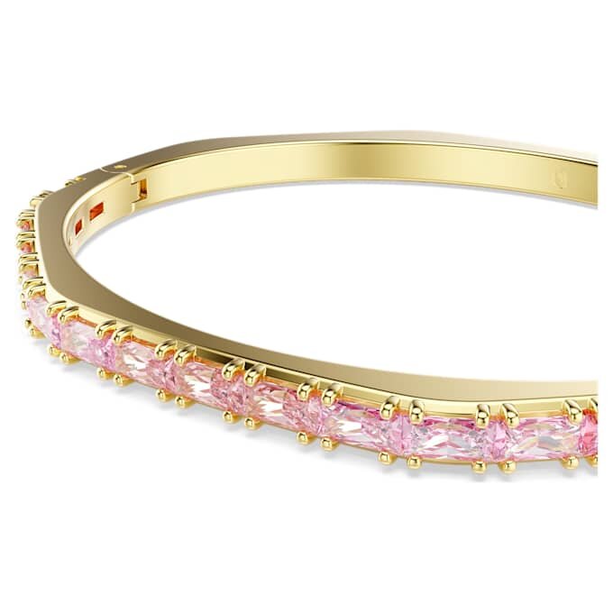 Matrix Bangle Baguette Cut, Octagon Shape, Pink, Gold-Tone Plated Matrix Bangle Baguette Cut, Octagon Shape, Pink, Gold-Tone Plated