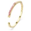 Matrix Bangle Baguette Cut, Octagon Shape, Pink, Gold-Tone Plated Matrix Bangle Baguette Cut, Octagon Shape, Pink, Gold-Tone Plated