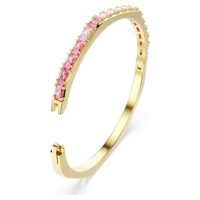 Matrix Bangle Baguette Cut, Octagon Shape, Pink, Gold-Tone Plated Matrix Bangle Baguette Cut, Octagon Shape, Pink, Gold-Tone Plated