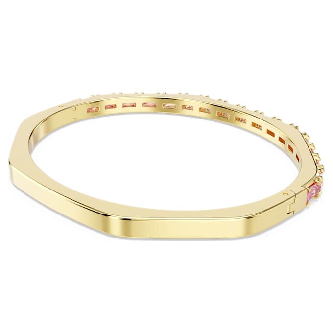 Matrix Bangle Baguette Cut, Octagon Shape, Pink, Gold-Tone Plated Matrix Bangle Baguette Cut, Octagon Shape, Pink, Gold-Tone Plated