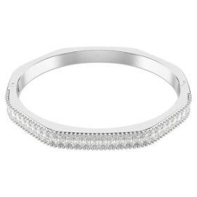 Matrix Bangle Baguette Cut, Octagon Shape, White, Rhodium Plated