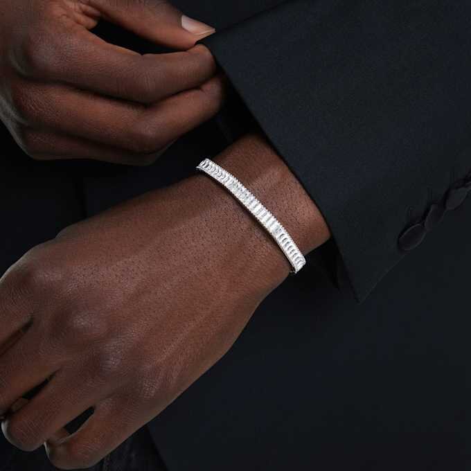 Matrix Bangle Baguette Cut, Octagon Shape, White, Rhodium Plated Matrix Bangle Baguette Cut, Octagon Shape, White, Rhodium Plated