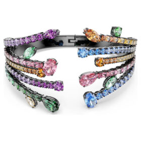 Matrix Bangle Mixed Cuts, Bouquet, Multicolored, Ruthenium Plated