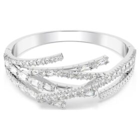 Matrix Bangle Mixed Cuts, White, Rhodium Plated