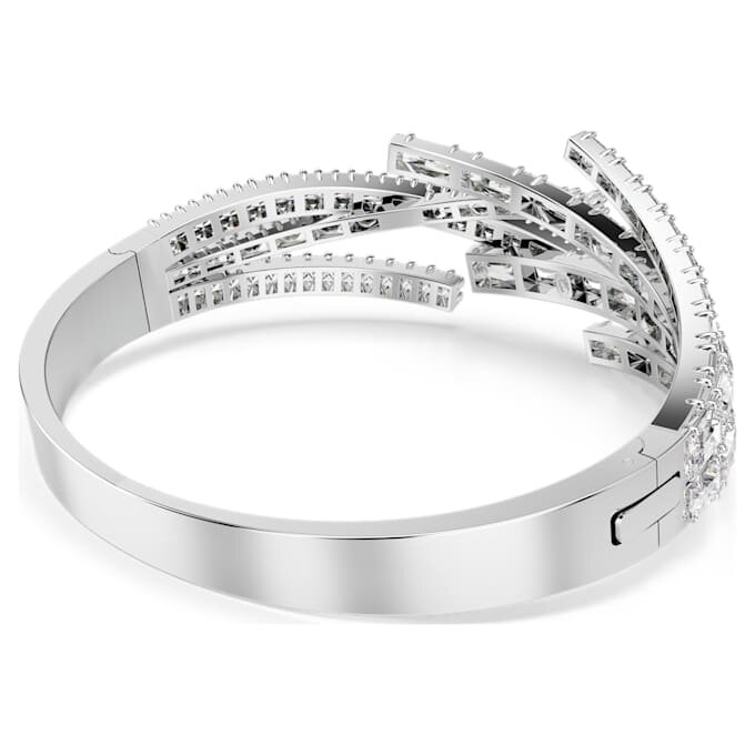 Matrix Bangle Mixed Cuts, White, Rhodium Plated Matrix Bangle Mixed Cuts, White, Rhodium Plated