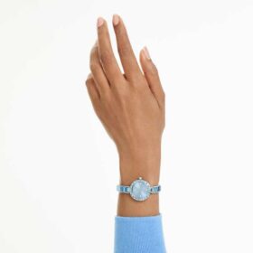 Matrix Bangle Watch Swiss Made, Crystal Bracelet, Blue, Stainless Steel