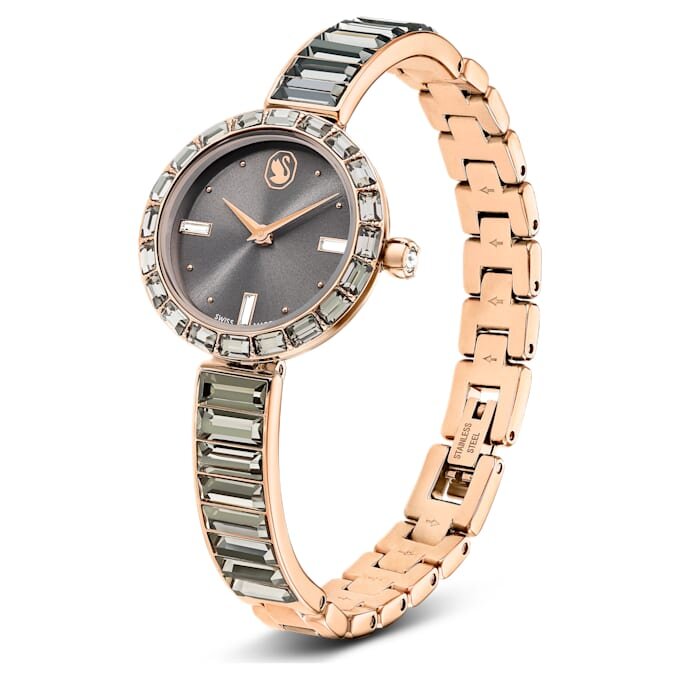 Matrix Bangle Watch Swiss Made, Crystal Bracelet, Gray, Rose Gold-Tone Finish Matrix Bangle Watch Swiss Made, Crystal Bracelet, Gray, Rose Gold-Tone Finish