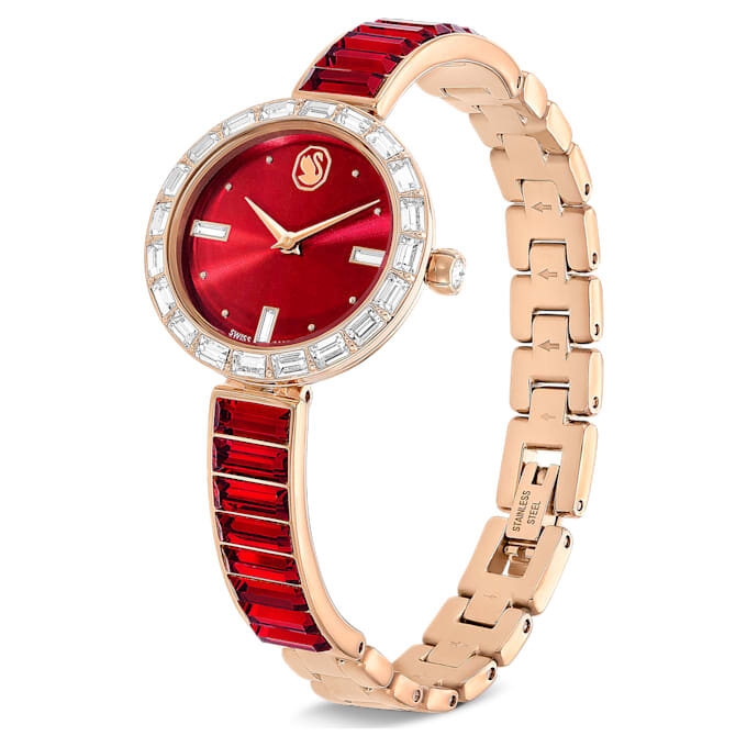 Matrix Bangle Watch Swiss Made, Crystal Bracelet, Red, Rose Gold-Tone Finish Matrix Bangle Watch Swiss Made, Crystal Bracelet, Red, Rose Gold-Tone Finish