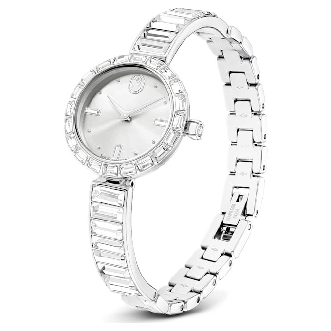 Matrix Bangle Watch Swiss Made, Crystal Bracelet, White, Stainless Steel Matrix Bangle Watch Swiss Made, Crystal Bracelet, White, Stainless Steel