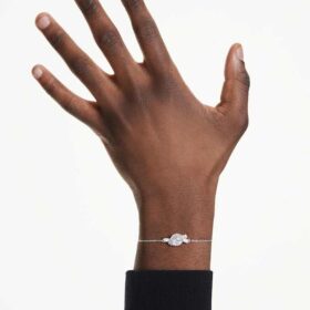 Matrix Bracelet Baguette Cut, Knot, White, Rhodium Plated