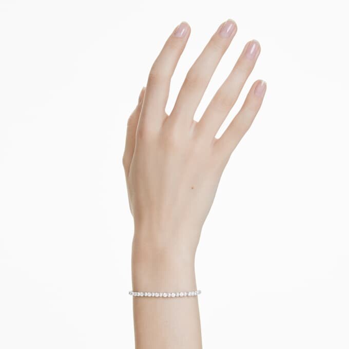 Matrix Bracelet Crystal Pearl, Round Cut, White, Rhodium Plated Matrix Bracelet Crystal Pearl, Round Cut, White, Rhodium Plated