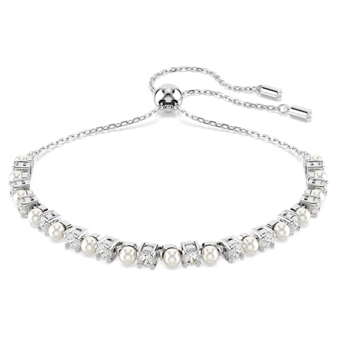 Matrix Bracelet Crystal Pearl, Round Cut, White, Rhodium Plated Matrix Bracelet Crystal Pearl, Round Cut, White, Rhodium Plated