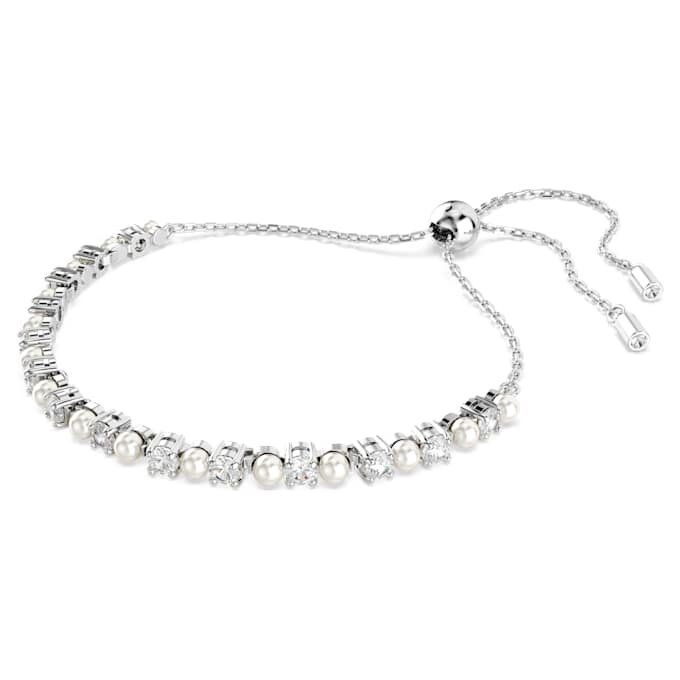 Matrix Bracelet Crystal Pearl, Round Cut, White, Rhodium Plated Matrix Bracelet Crystal Pearl, Round Cut, White, Rhodium Plated