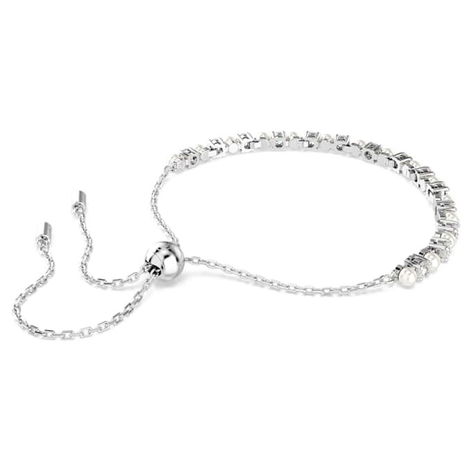 Matrix Bracelet Crystal Pearl, Round Cut, White, Rhodium Plated Matrix Bracelet Crystal Pearl, Round Cut, White, Rhodium Plated