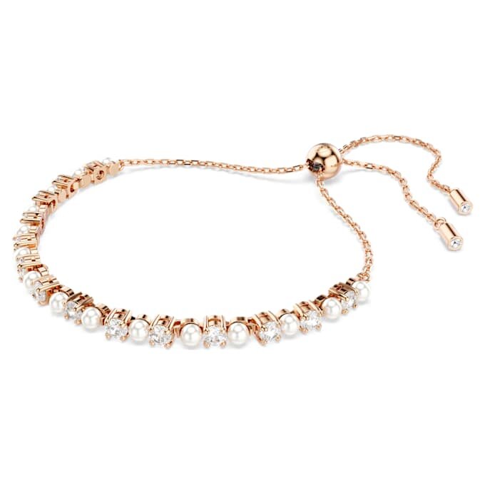 Matrix Bracelet Crystal Pearl, Round Cuts, White, Rose Gold-Tone Plated Matrix Bracelet Crystal Pearl, Round Cuts, White, Rose Gold-Tone Plated