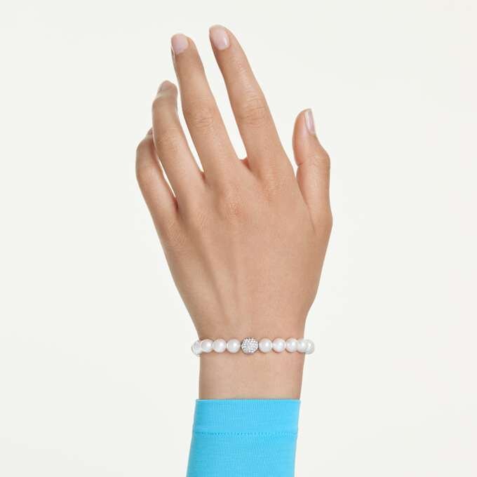 Matrix Bracelet Crystal Pearl, White, Rhodium Plated Matrix Bracelet Crystal Pearl, White, Rhodium Plated