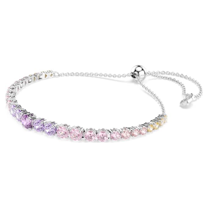 Matrix Bracelet Gradient of Round Cuts, Multicolored, Rhodium Plated Matrix Bracelet Gradient of Round Cuts, Multicolored, Rhodium Plated