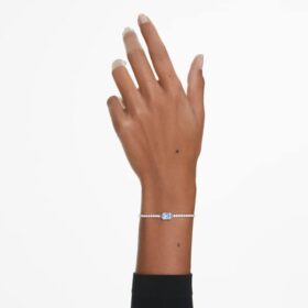 Matrix Bracelet Mixed Cuts, Blue, Rhodium Plated