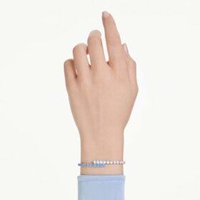 Matrix Bracelet Mixed Cuts, Blue, Rhodium Plated