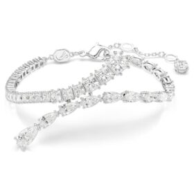 Matrix Bracelet Mixed Cuts, White, Rhodium Plated