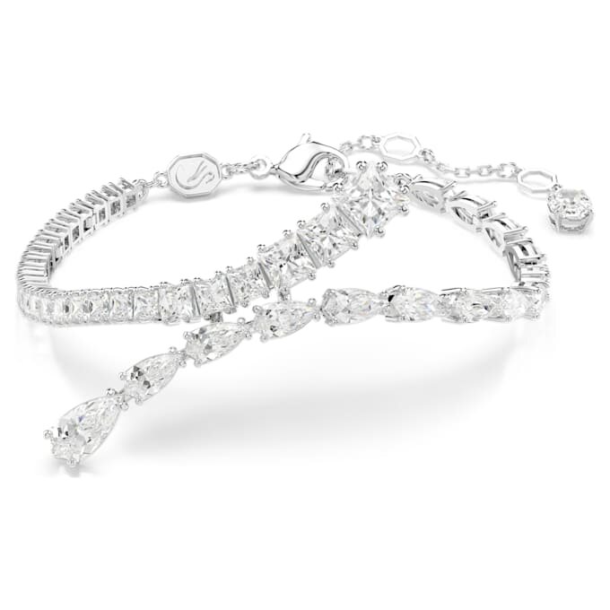 Matrix Bracelet Mixed Cuts, White, Rhodium Plated Matrix Bracelet Mixed Cuts, White, Rhodium Plated