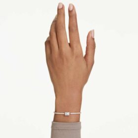 Matrix Bracelet Mixed Cuts, White, Rose Gold-Tone Plated