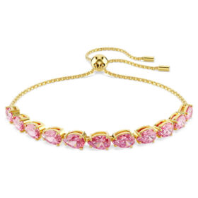 Matrix Bracelet Pear Cut, Pink, Gold-Tone Plated