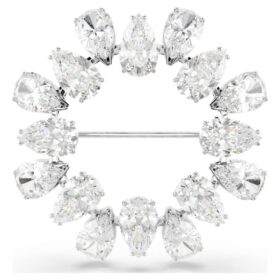 Matrix Brooch Pear Cut, White, Rhodium Plated