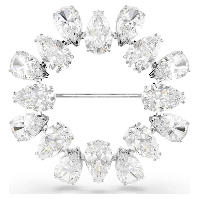 Matrix Brooch Pear Cut, White, Rhodium Plated Matrix Brooch Pear Cut, White, Rhodium Plated