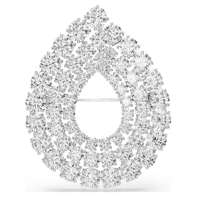 Matrix Brooch Round Cut, White, Rhodium Plated Matrix Brooch Round Cut, White, Rhodium Plated