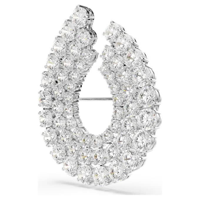 Matrix Brooch Round Cut, White, Rhodium Plated Matrix Brooch Round Cut, White, Rhodium Plated