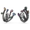 Matrix Clip Earrings Mixed Cuts, Bouquet, Multicolored, Ruthenium Plated Matrix Clip Earrings Mixed Cuts, Bouquet, Multicolored, Ruthenium Plated