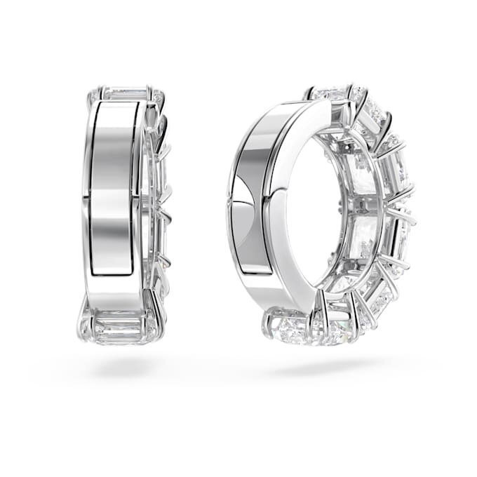 Matrix Clip Earrings Square Cut, White, Rhodium Plated Matrix Clip Earrings Square Cut, White, Rhodium Plated