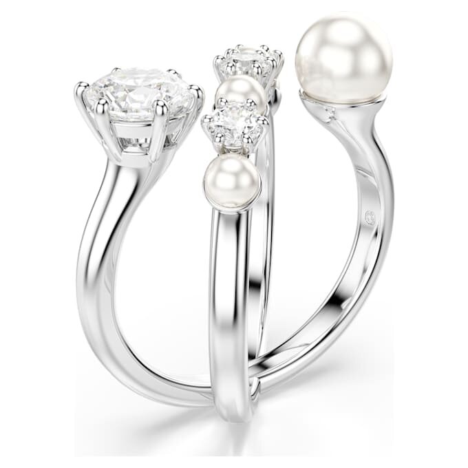 Matrix Cocktail Ring Crystal Pearl, Round Cut, White, Rhodium Plated Matrix Cocktail Ring Crystal Pearl, Round Cut, White, Rhodium Plated