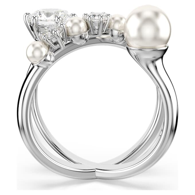 Matrix Cocktail Ring Crystal Pearl, Round Cut, White, Rhodium Plated Matrix Cocktail Ring Crystal Pearl, Round Cut, White, Rhodium Plated
