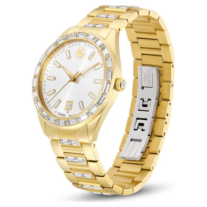 Matrix Date Watch Swiss Made, Metal Bracelet, Gold Tone, Gold-Tone Finish Matrix Date Watch Swiss Made, Metal Bracelet, Gold Tone, Gold-Tone Finish