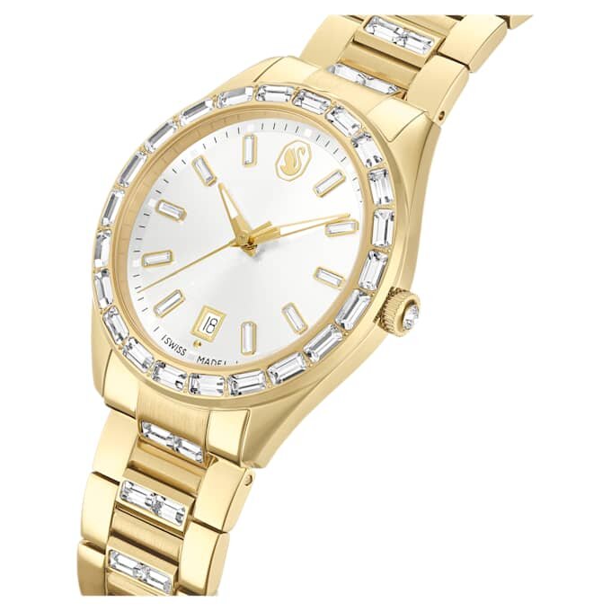 Matrix Date Watch Swiss Made, Metal Bracelet, Gold Tone, Gold-Tone Finish Matrix Date Watch Swiss Made, Metal Bracelet, Gold Tone, Gold-Tone Finish