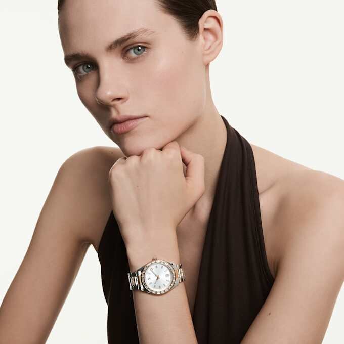 Matrix Date Watch Swiss Made, Metal Bracelet, Rose Gold Tone, Mixed Metal Finish Matrix Date Watch Swiss Made, Metal Bracelet, Rose Gold Tone, Mixed Metal Finish