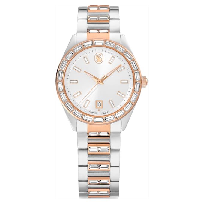 Matrix Date Watch Swiss Made, Metal Bracelet, Rose Gold Tone, Mixed Metal Finish Matrix Date Watch Swiss Made, Metal Bracelet, Rose Gold Tone, Mixed Metal Finish